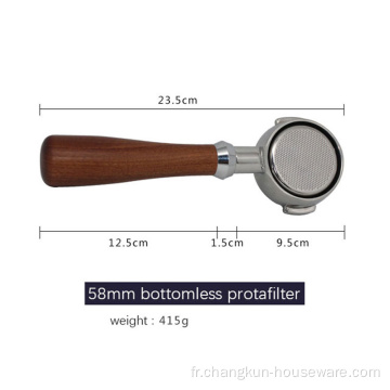 Personnalisez la poignée en bois en acier inoxydable Portafilter